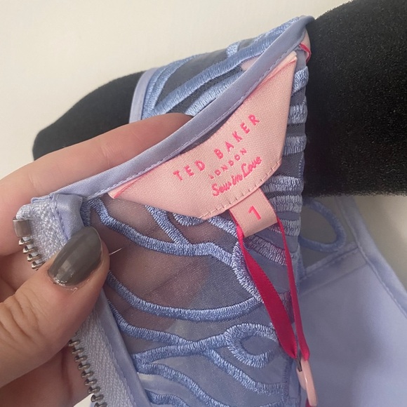 NWT Ted Light Blue/Baker Purple Flare Dress w/ Lace Back - Picture 6 of 6